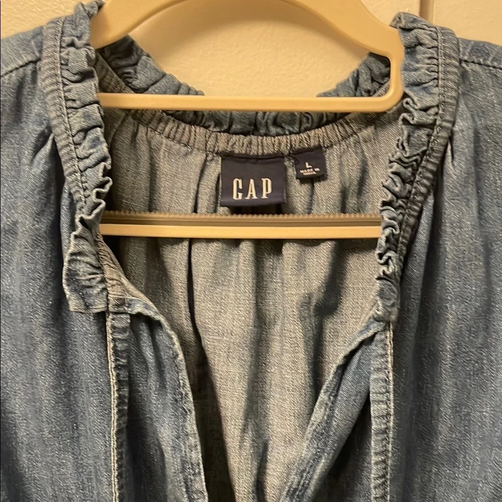 GAP Blue Long Sleeve Bishop Sundress - Picture 3 of 6